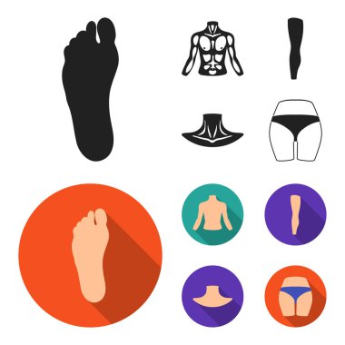 Gövde, bacak, boyun ve kalça. Vücut parçaları toplama simgeler siyah, düz stil vektör simge stok çizim web içinde ayarla..