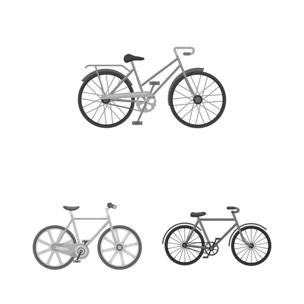 Várias bicicletas ícones monocromáticos na coleção de conjuntos para design. O tipo de transporte vetor símbolo web ilustração . —  Vetores de Stock