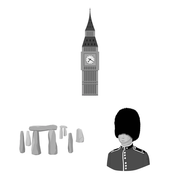 Angleterre pays monochrome icônes en set collection pour design.Travel et attractions symbole vectoriel stock web illustration . — Image vectorielle