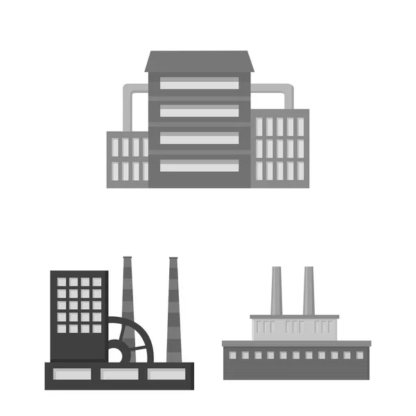 Factory and facilities monochrome icons in set collection for design. Factory and equipment vector symbol stock web illustration. — Stock Vector
