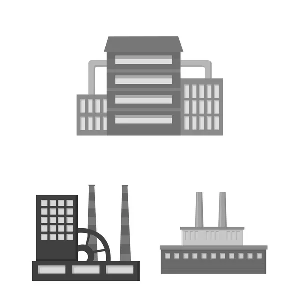 Usine et installations icônes monochromes dans la collection ensemble pour le design. Usine et équipement vectoriel symbole stock web illustration . — Image vectorielle