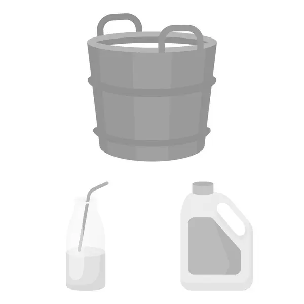 Ícones monocromáticos de produtos lácteos na coleção de conjuntos para design.Milk e símbolo de vetor alimentar ilustração web . —  Vetores de Stock