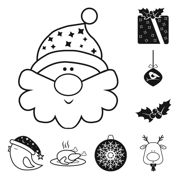 Atributos navideños y accesorios iconos negros en la colección de conjuntos para diseño. Feliz Navidad vector símbolo stock web ilustración . — Vector de stock