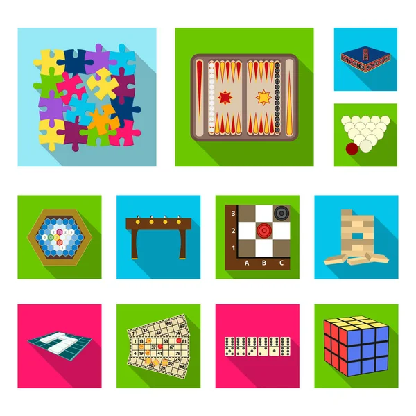Társasjáték lapos ikonok beállítása gyűjtemény a design. Játék és szórakoztató vektor szimbólum állomány honlap illusztráció. — Stock Vector