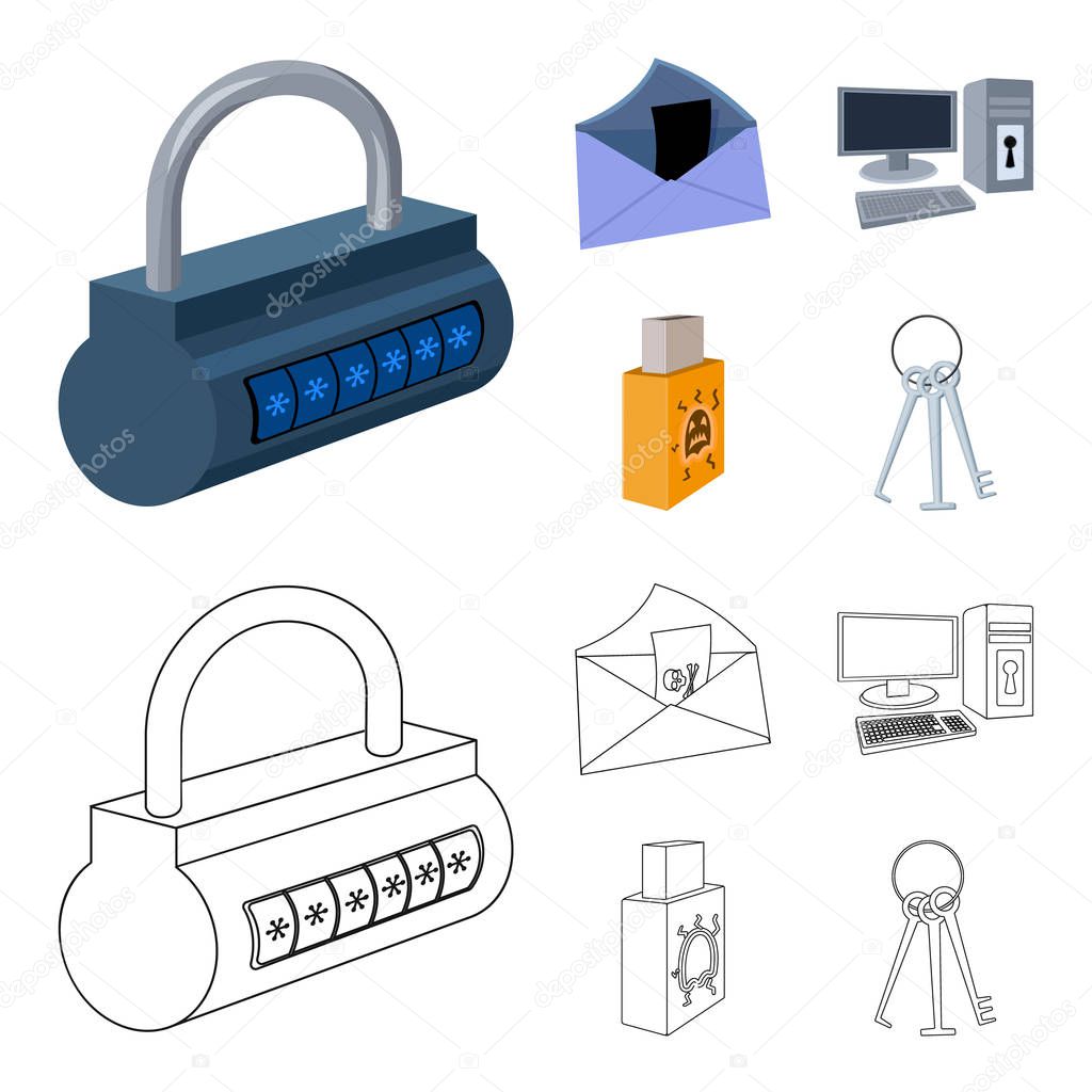 Virus, monitor, display, screen .Hackers and hacking set collection icons in cartoon,outline style vector symbol stock illustration web.