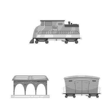 Tren ve istasyon logo vektör Illustration. Tren ve bilet hisse senedi vektör çizim topluluğu.