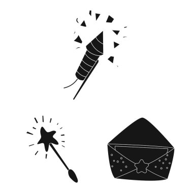 Parti ve Doğum günü simge vektör tasarımı. Parti ve kutlama hisse senedi vektör çizim seti.