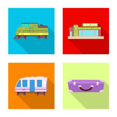 Tren ve İstasyonu sembolü yalıtılmış nesne. Tren ve bilet hisse senedi simgesi için web topluluğu.