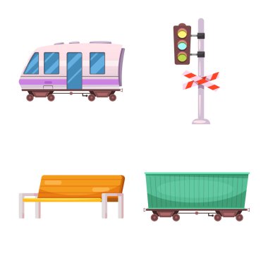 Tren ve istasyon logo vektör Illustration. Tren ve bilet hisse senedi vektör çizim topluluğu.