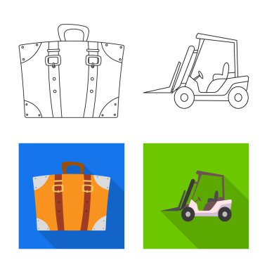 Havaalanı ve uçak simgesi yalıtılmış nesne. Havaalanı ve uçak hisse senedi vektör çizim topluluğu.