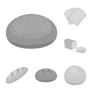 Set koleksiyonu tasarım için ekmek tek renkli simgeler türleri. Pastane sembol stok web illüstrasyon vektör.