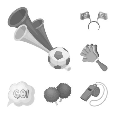 Fan ve öznitelikler tek renkli simgeler set koleksiyonu tasarım için. Spor Fan vektör simge stok web çizimi.