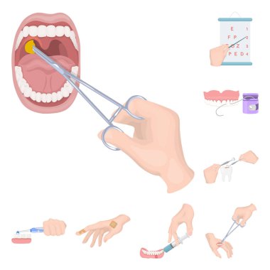 Manipülasyon ellerinizle karikatür set koleksiyonu tasarım için simgeler. El hareketi tıp vektör simge stok web çizimde.