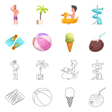 Havuzu ve yüzme logo vektör Illustration. Hisse senedi için havuz ve etkinlik vektör simge kümesi.