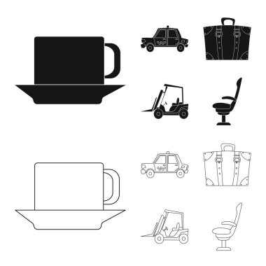 Havaalanı ve uçak işareti vektör tasarımı. Hisse senedi için Havaalanı ve uçak vektör simge kümesi.