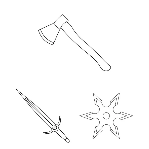 Soorten wapens overzicht pictogrammen in set collectie voor design. Vuurwapens en wapens blads vector symbool voorraad web illustratie. — Stockvector