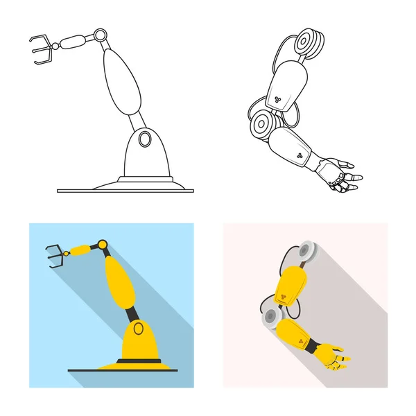 Εικονογράφηση διάνυσμα ρομπότ και εργοστάσιο σύμβολο. Συλλογή των ρομπότ και χώρο σύμβολο μετοχής για το web. — Διανυσματικό Αρχείο