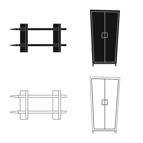 Isolerade objekt av möbler och lägenhet-ikonen. Uppsättning av möbler och hem aktiesymbol för webben. — Stock vektor