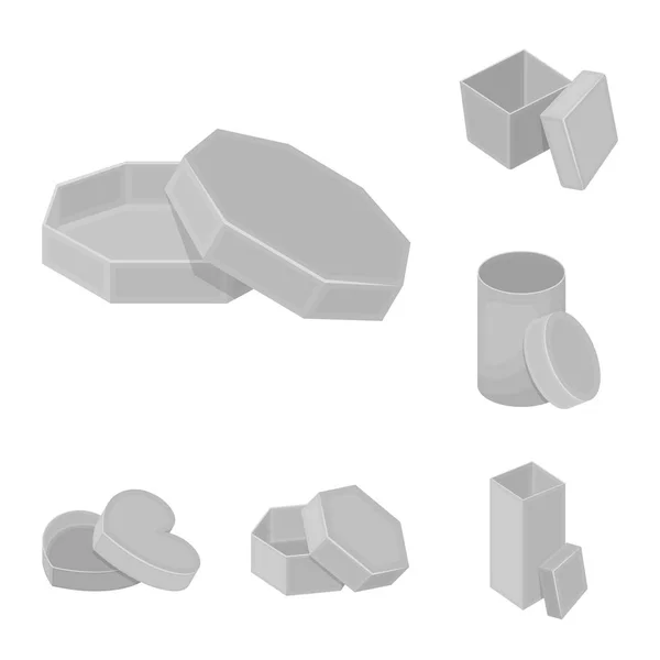 Caixas diferentes ícones monocromáticos na coleção de conjuntos para design.Packing caixa vetor símbolo web ilustração . — Vetor de Stock