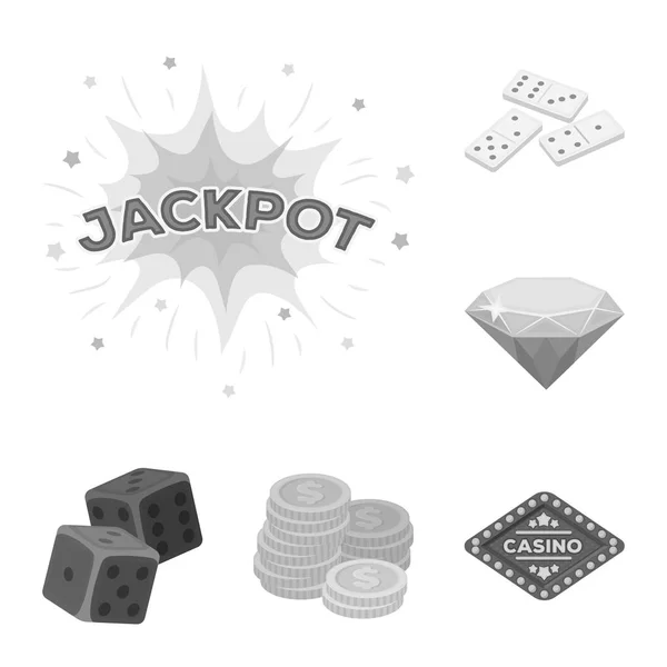 Casino en gokken zwart-wit pictogrammen in set collectie voor design. Casino en apparatuur symbool voorraad web vectorillustratie. — Stockvector