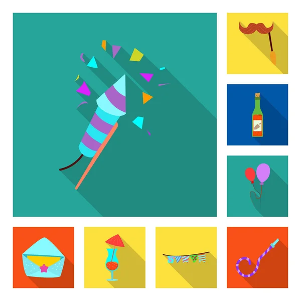 Ilustración vectorial del logotipo de fiesta y cumpleaños. Conjunto de fiesta y celebración icono de vector para la acción . — Archivo Imágenes Vectoriales