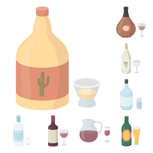 Types d'icônes de bande dessinée d'alcool dans la collection de jeu pour la conception. Alcool en bouteilles symbole vectoriel stock web illustration . — Image vectorielle