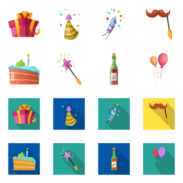 Illustration vectorielle de fête et icône d'anniversaire. Collection de fête et icône vectorielle de célébration pour le stock . — Image vectorielle