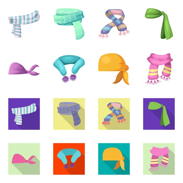 Diseño vectorial de bufanda y chal símbolo. Conjunto de bufanda y accesorio icono de vector para stock . — Vector de stock