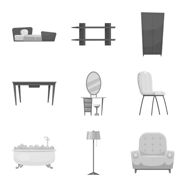 Vektor-Design von Möbeln und Wohnungsschildern. Set von Möbeln und Home Vektor Icon für Lager. — Stockvektor