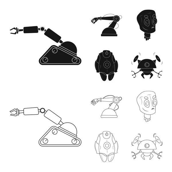 Ilustración vectorial de robot y símbolo de fábrica. Conjunto de robot y vector espacial icono para stock . — Vector de stock