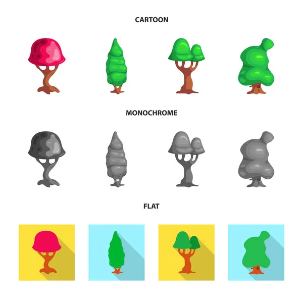 Projekt wektor ikona drzewa i charakter. Kolekcja ikony wektor drzewa i korony na magazynie. — Wektor stockowy