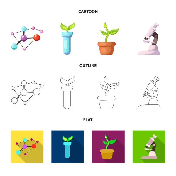 Векторная иллюстрация генетического и растительного логотипа. Набор генетических и биотехнологических символов запаса для Интернета . — стоковый вектор