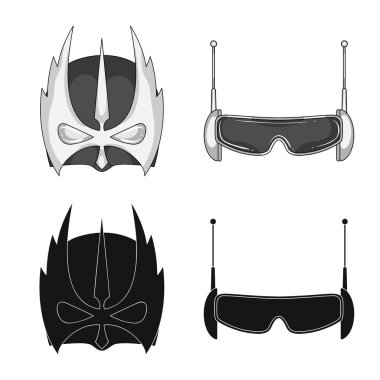 Kahraman ve maske logo vektör Illustration. Kahraman topluluğu ve hisse senedi için süper kahraman vektör simgesi.