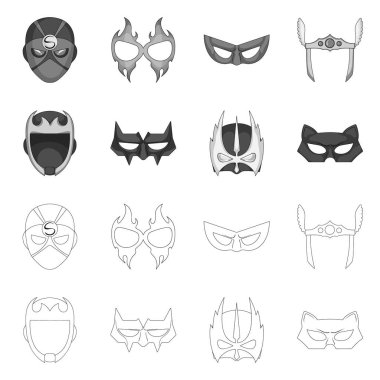 Kahraman ve maske sembolü yalıtılmış nesne. Kahraman topluluğu ve hisse senedi için süper kahraman vektör simgesi.