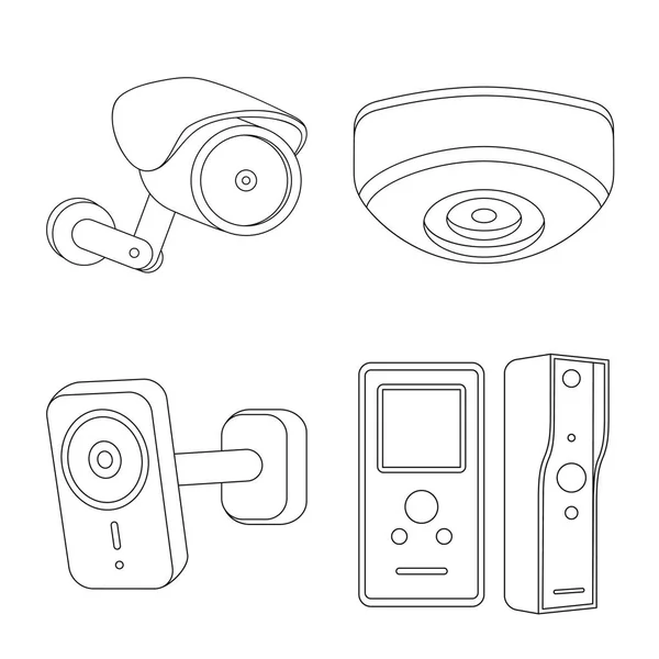 Diseño vectorial de cctv y símbolo de la cámara. Colección de cctv y sistema de ilustración de vector de stock . — Archivo Imágenes Vectoriales