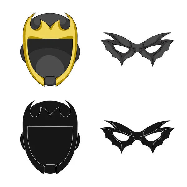 Diseño vectorial del signo héroe y máscara. Conjunto de héroe y superhéroe símbolo de acciones para la web . — Vector de stock