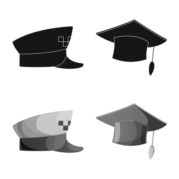 Vektorový design klobouky a čepice znamení. Pokrývky hlavy a příslušenství skladem vektorové ilustrace. — Stockový vektor