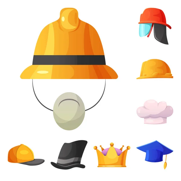 Isolated object of headwear and cap symbol. Set of headwear and accessory stock symbol for web. — Stock Vector