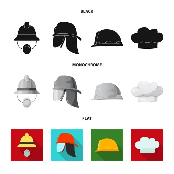 모자와 모자 아이콘의 벡터 디자인입니다. 모자와 액세서리 재고 벡터 일러스트 레이 션의 설정. — 스톡 벡터