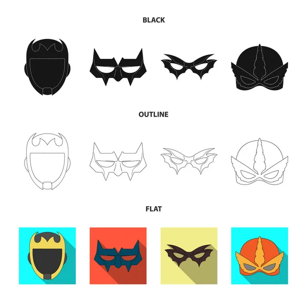 Objeto aislado de héroe y máscara símbolo. Conjunto de héroe y superhéroe stock vector ilustración . — Archivo Imágenes Vectoriales