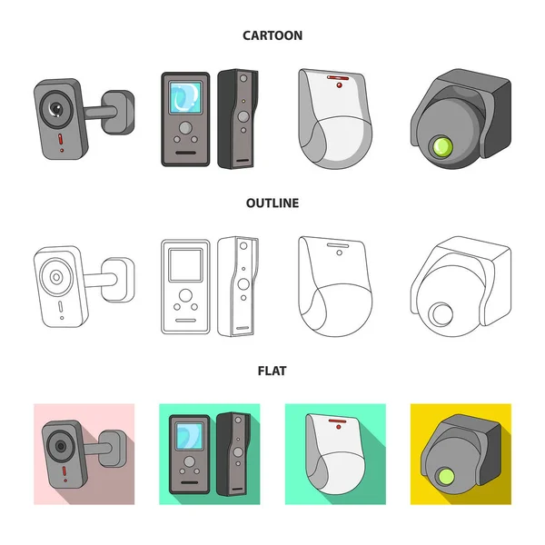 Diseño vectorial de cctv y signo de cámara. Conjunto de cctv y sistema de ilustración de vector de stock . — Vector de stock