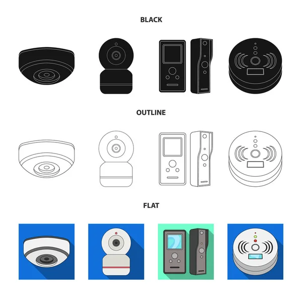 闭路电视和相机符号的孤立对象。一套闭路电视和系统矢量图标的股票. — 图库矢量图片