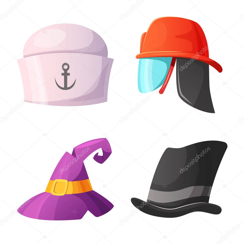 Isolated object of headwear and cap icon. Set of headwear and accessory vector icon for stock.