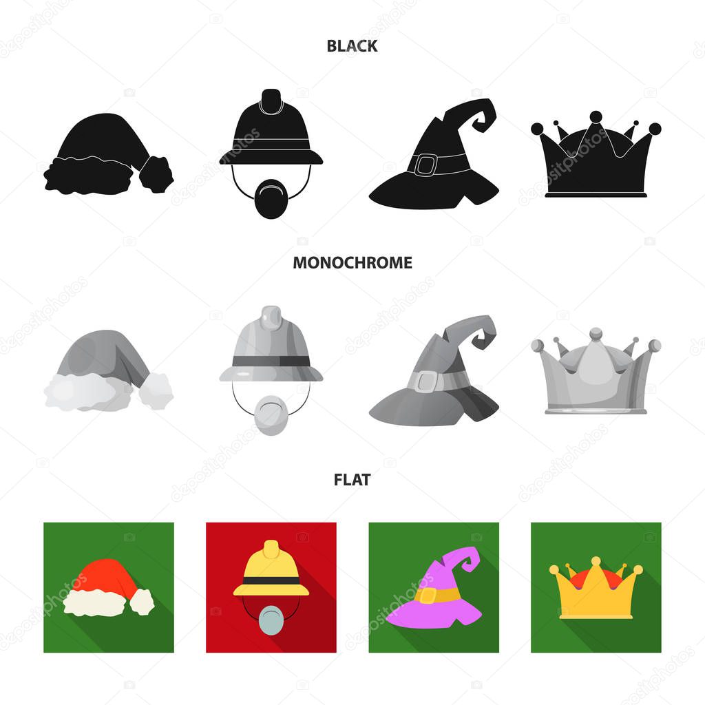 Vector illustration of headwear and cap logo. Set of headwear and accessory stock vector illustration.