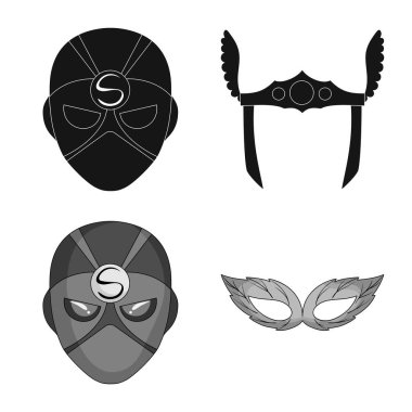 Kahraman ve maske logo vektör tasarımı. Kahraman kümesi ve hisse senedi için süper kahraman vektör simgesi.