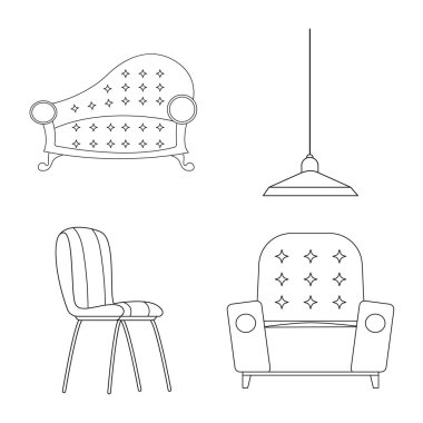 Mobilya ve daire logo vektör Illustration. Mobilya ve hisse senedi için ev vektör simge kümesi.