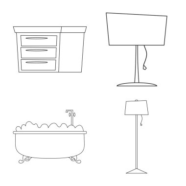 Mobilya ve daire sembolü yalıtılmış nesne. Mobilya ve ev hisse senedi simgesi için web topluluğu.