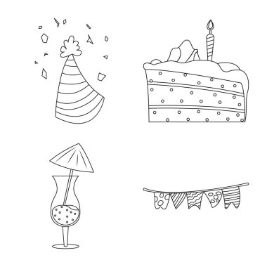 Yalıtılmış nesne parti ve Doğum günü kutsal kişilerin resmi. Parti ve kutlama hisse senedi vektör çizim topluluğu.
