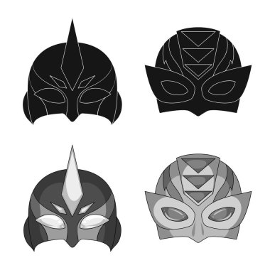 Bir kahraman ve maske işaret illüstrasyon vektör. Kahraman ve süper kahraman hisse senedi vektör çizim topluluğu.