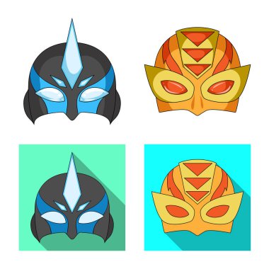 Kahraman ve maske simge vektör tasarımı. Kahraman ve süper kahraman hisse senedi vektör çizim topluluğu.